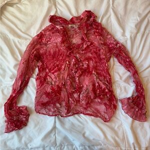 Elegant Red Floral Women's Top